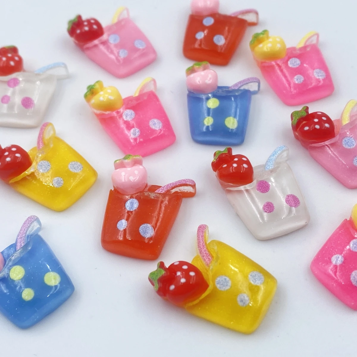 20PCS kawaii juice cup flat back resin figurine DIY scrapbook bow accessories home crafts