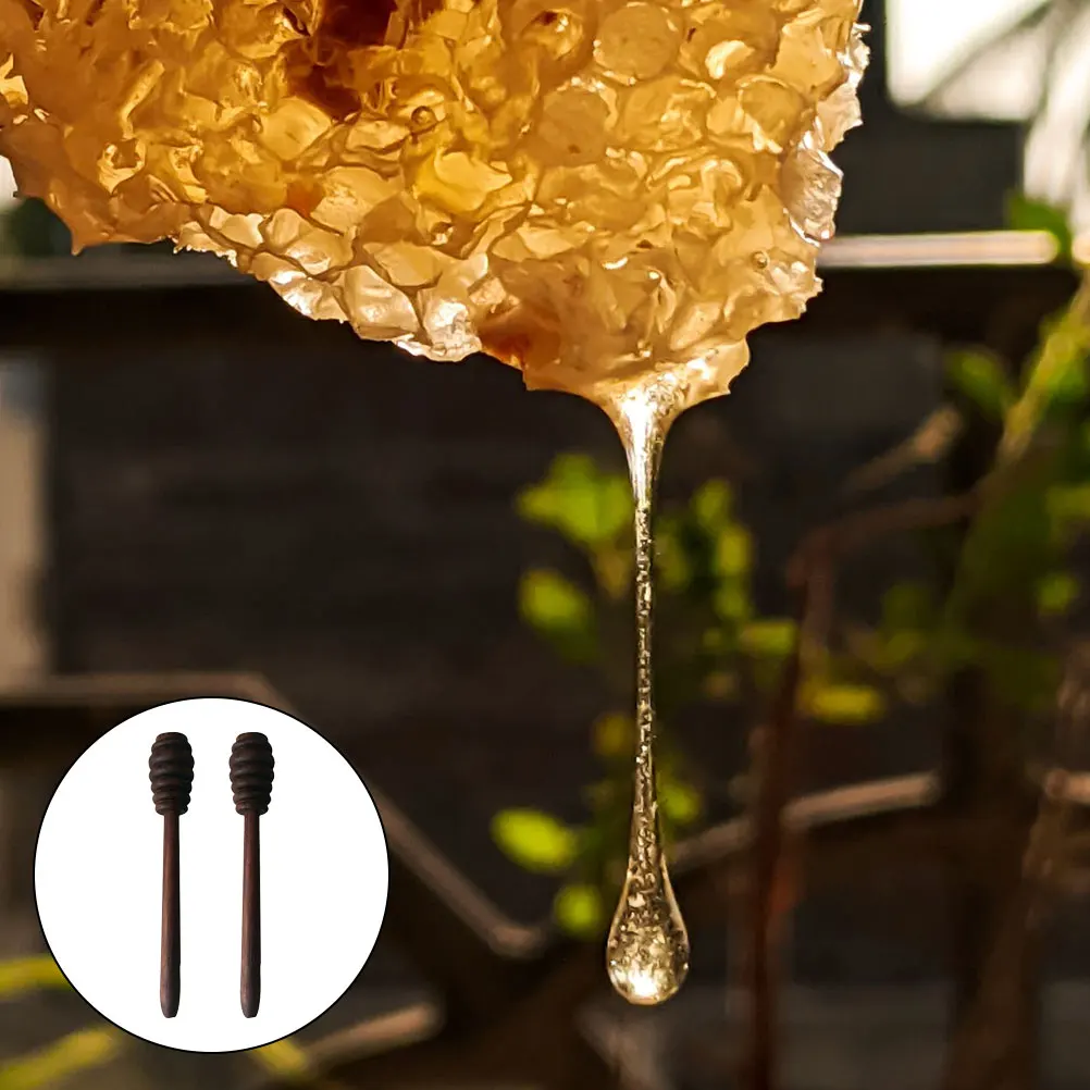 

2pcs Honey Stick Wooden Dippers Black Walnut Food Grade Eco Friendly Kitchen Tool Stirrers Honeycomb Utensils Viscous Liquid