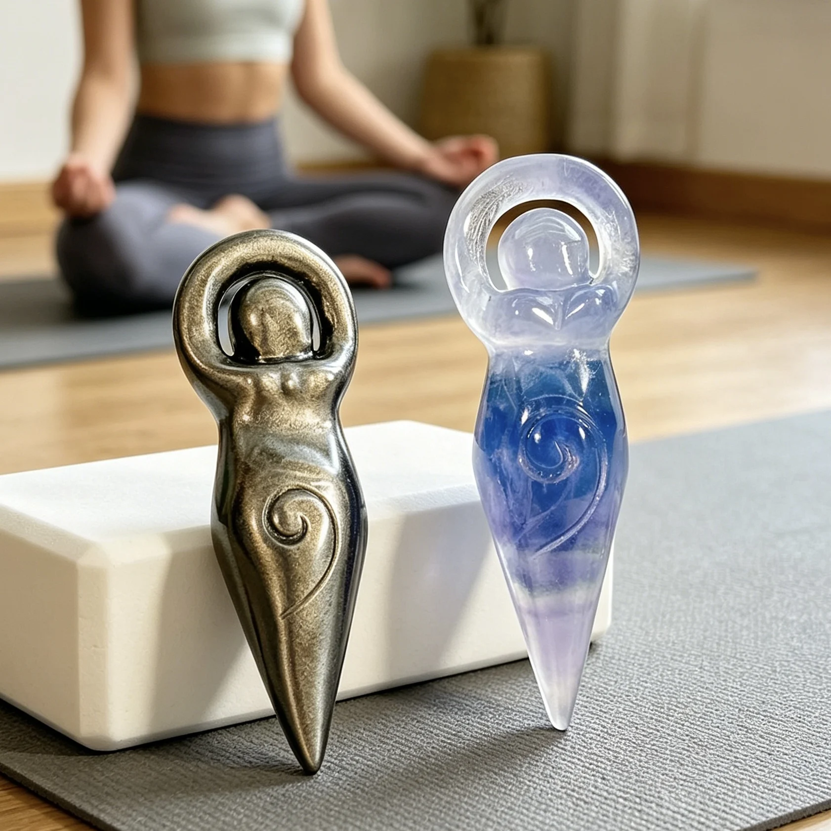 1pc Natural Crystal Goddess Statue Carving, Home Decoration, Pocket Decoration, Crystal Gift, Crystal Statue