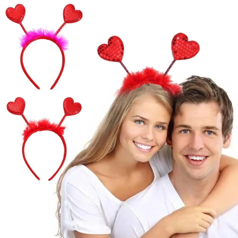 Furry Hair Hoop Love-shaped Valentine Day Rose Selling Stall Lovely Red Heart