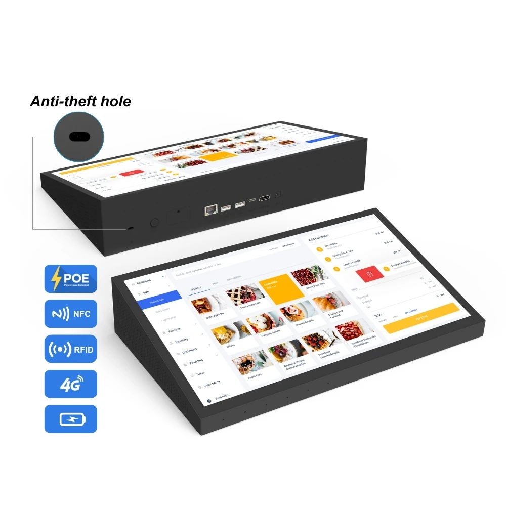 15.6'' Desktop Type Digital Signage RK3576S Android15 4+64G RJ45 POE NFC RFID For Restaurant/Hotel/Government Evaluation Screen