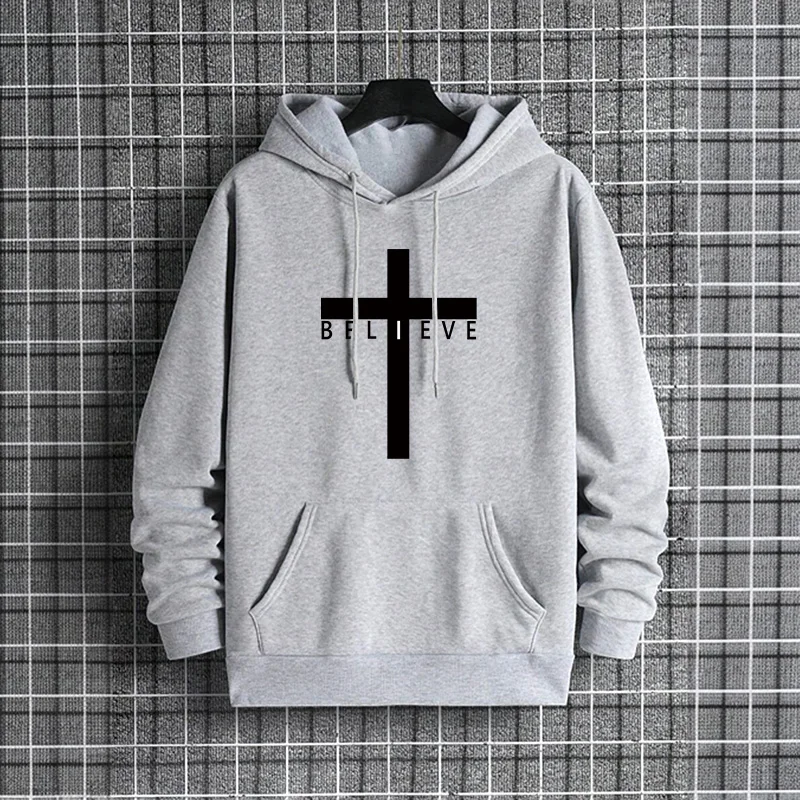Jesus Kreuz Gedruckt Männer Hoodies Urban Casual Streetwear Fashion Mit Kapuze Sweatshirt Männlich Trendy 2025, Herbst Winter Hoody Oberbekleidung – Detail 4
