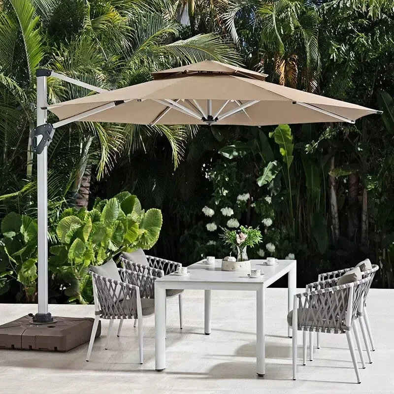 

Легко открывающийся уличный зонт-парасоль с LED-подсветкой и солнечной батареей для кафе