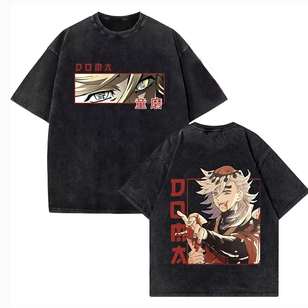 2026 Demon Slayer Tanjirou Printed T-shirt Men's and Women's Washed T-shirt High Quality Vintage Cotton T-shirt Harajuku Y2K Top