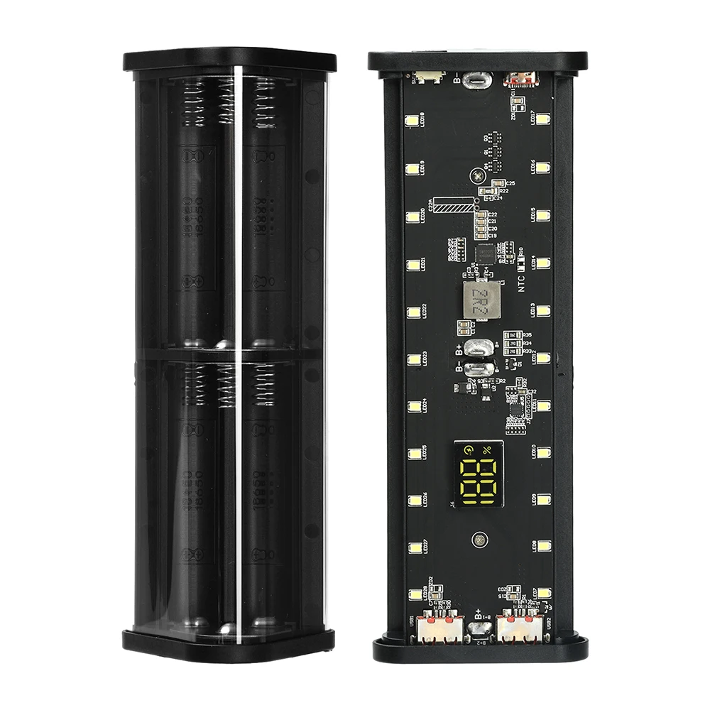 22,5 W DIY-batterijlader Case Transparant snel opladen Case 6-cel 18650 batterijhouder voor Power Banks Geen soldeerkit