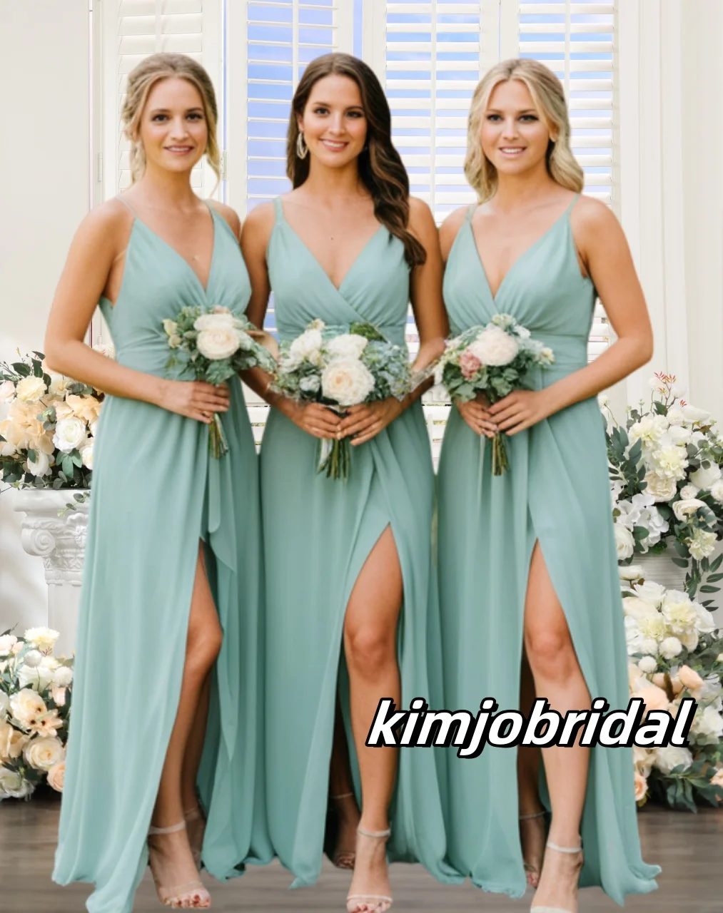 

Empire Waist V Neck Pleated Chiffon Bridedsmaid Dresses Long for Women 2025 Side Slit A Line Maid of Honor Dresses