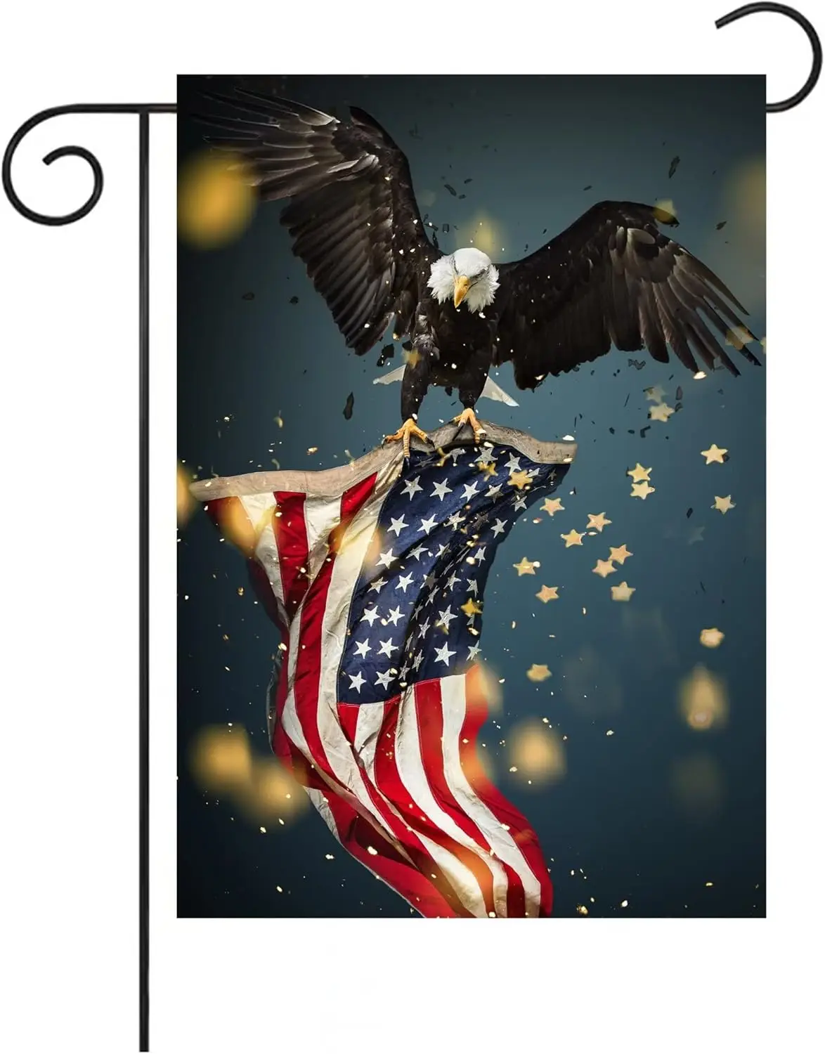 Bald Eagle with American flag Patriotic Fourth of July Independence Day Garden Flag 12 x 18 Inch Double Sided Yard House Outdoor