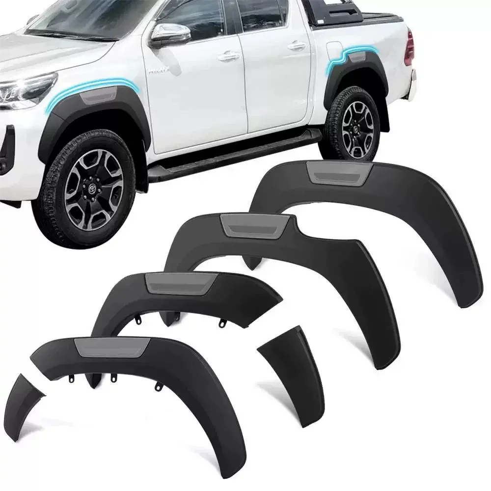 Image of Kotflügelverbreiterungen Radlaufverbreiterungen für Toyota Hilux Revo ROCCO ROGUE SR5 N80 2015-2024 6 Zoll Smooth Style Schmutzfänger ABS Mattgrau und Rot