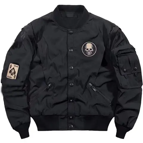 Techwear Varsity Bomber Jackets for Men Skulls Punk God of Death Embroidery Baseball Jacket Streetwear Hip Hop College Coat Male