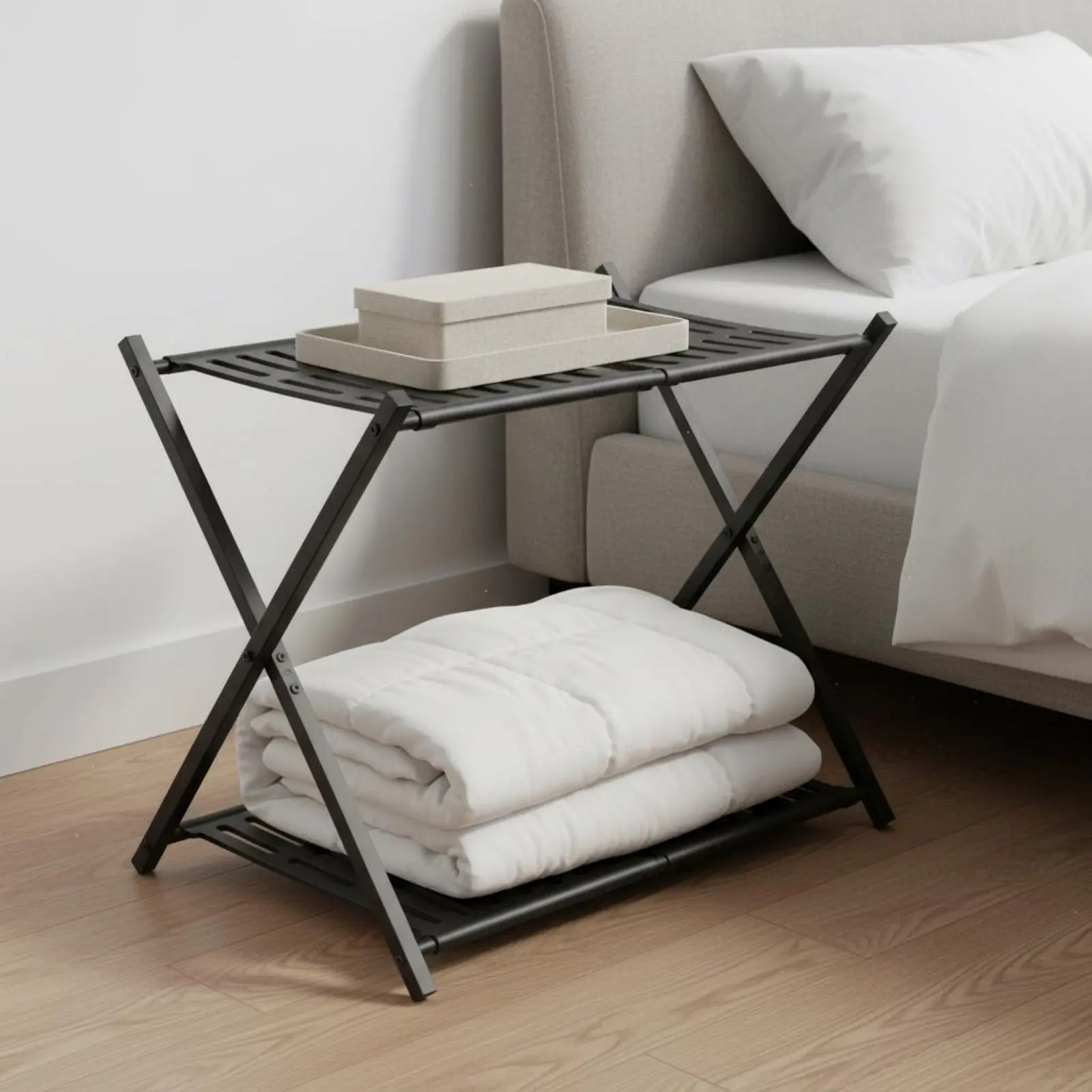 折りたたみ式荷物置き台-省スペース折りたたみ式荷物置き台-折りたたみ式スーツケーススタンド-多用途ゲストルームスーツケーススタンド