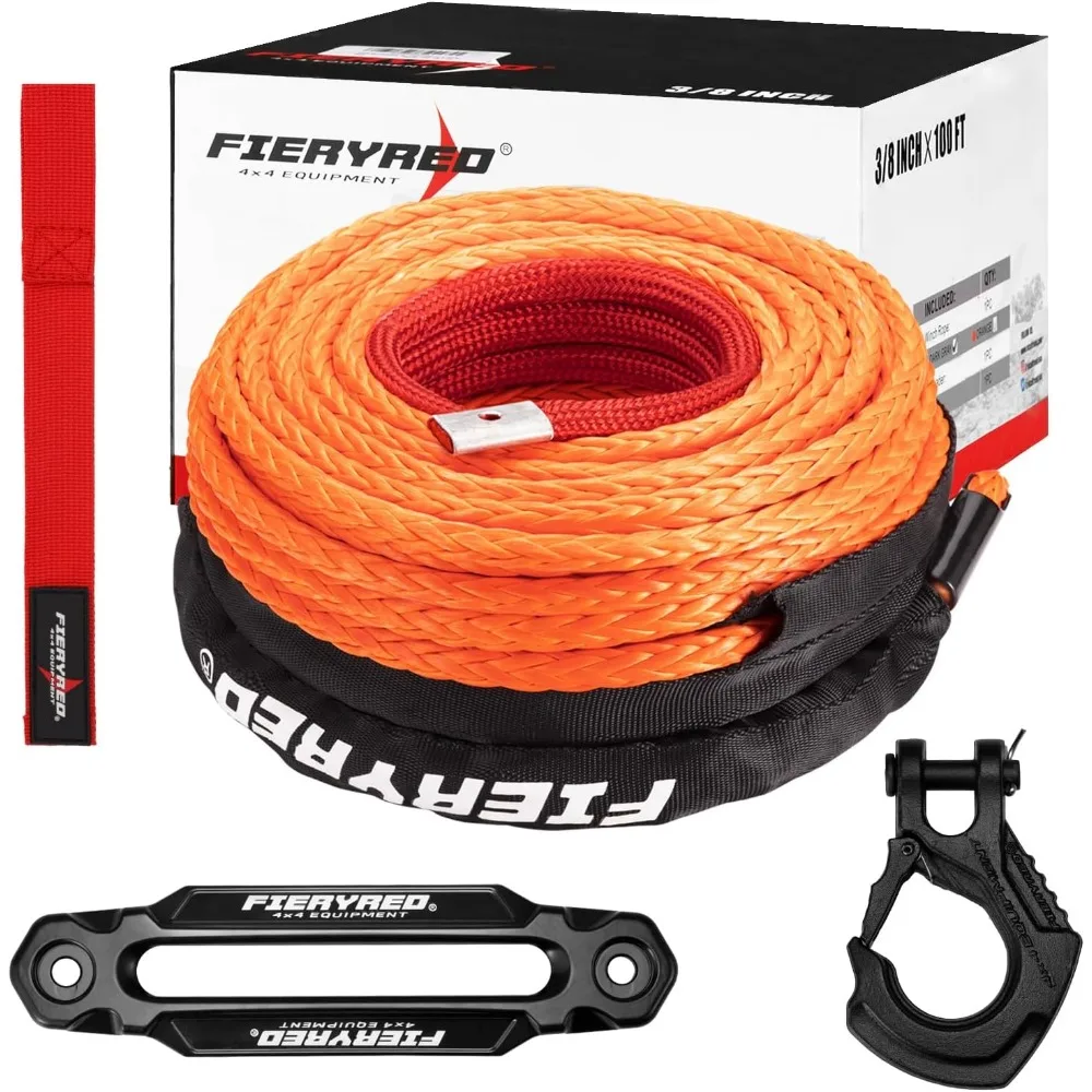 

Синтетический трос лебедки длиной 3/8 дюйма на 100 футов емкостью 26500 фунтов для внедорожников