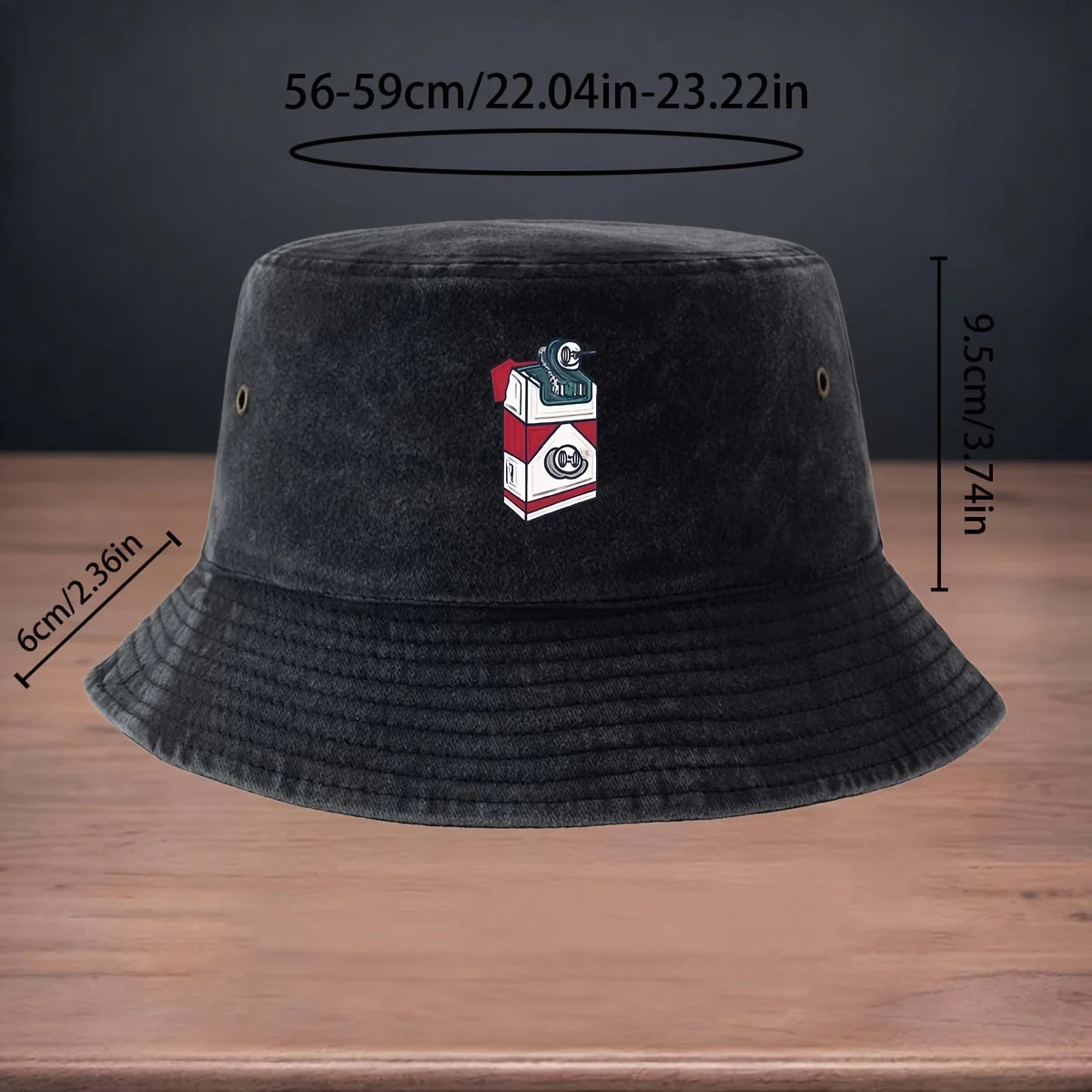 High-quality Printed Red and White Box-patterned Lighter Design Bucket Hat for Fishing and Lure Fishing. A Foldable, Easy-to-sto