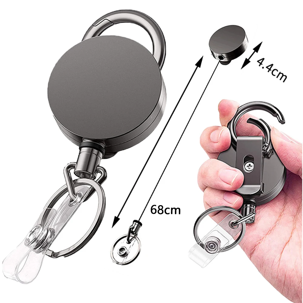 Wire Rope Camping Telescopic Burglar Key Holder Tactical Keychain Outdoor Automatic Key Ring Retractable Roll Chain Cable Luxury