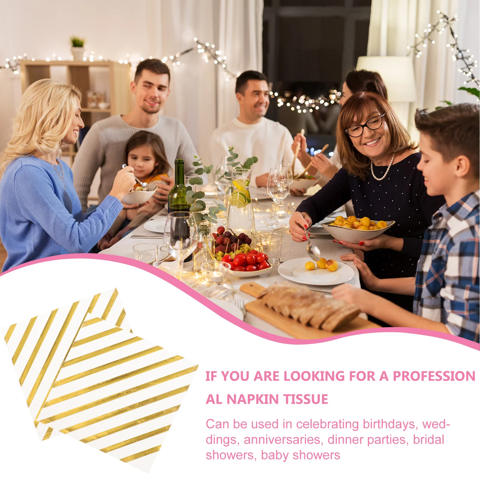 40枚 ゴールド箔ナプキン ティッシュ エレガントなカクテルパーティー用ペーパーナプキン 結婚式テーブル宴会用品 結婚式用ペーパーナプキン