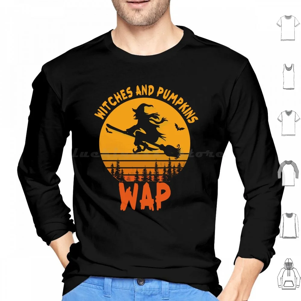 Wap bruxas e abóboras retro halloween hoodies manga longa wap bruxas e abóboras retro halloween bruxas e