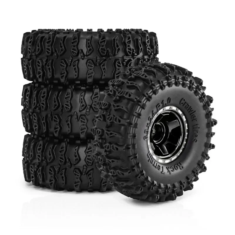

4pcs 63mm 1.0" Metal Beadlock Wheel Tire Set For 1/18 RC Crawler Car TRX4M SCX24 Upgrade Parts Accessories