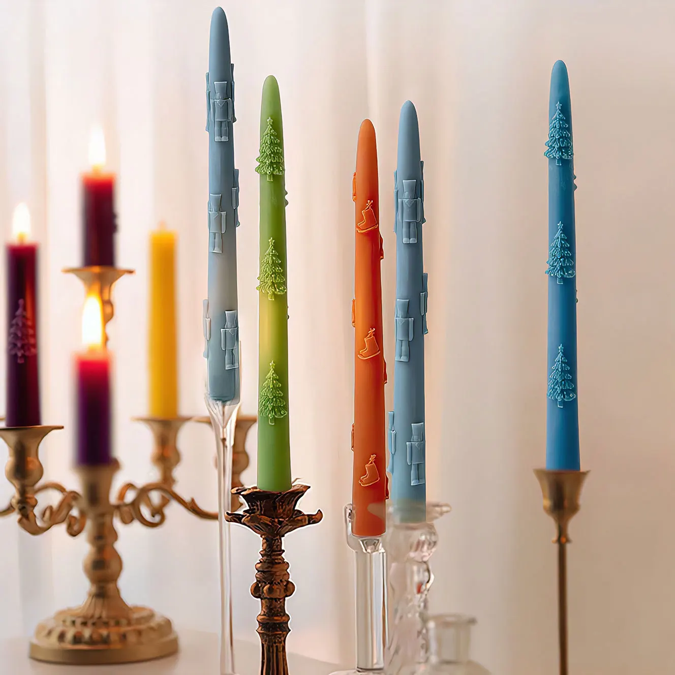 Christmas Long Candle Silicone Mold DIY Aroma Wax Stick Xmas Holiday Home Decor Gift Craft