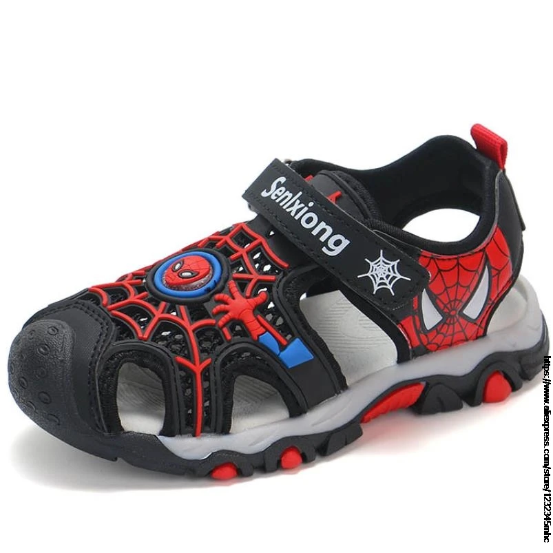 Sandalias de SpiderMan para niños, zapatos de agua de playa al aire libre, antideslizantes, suaves, de verano