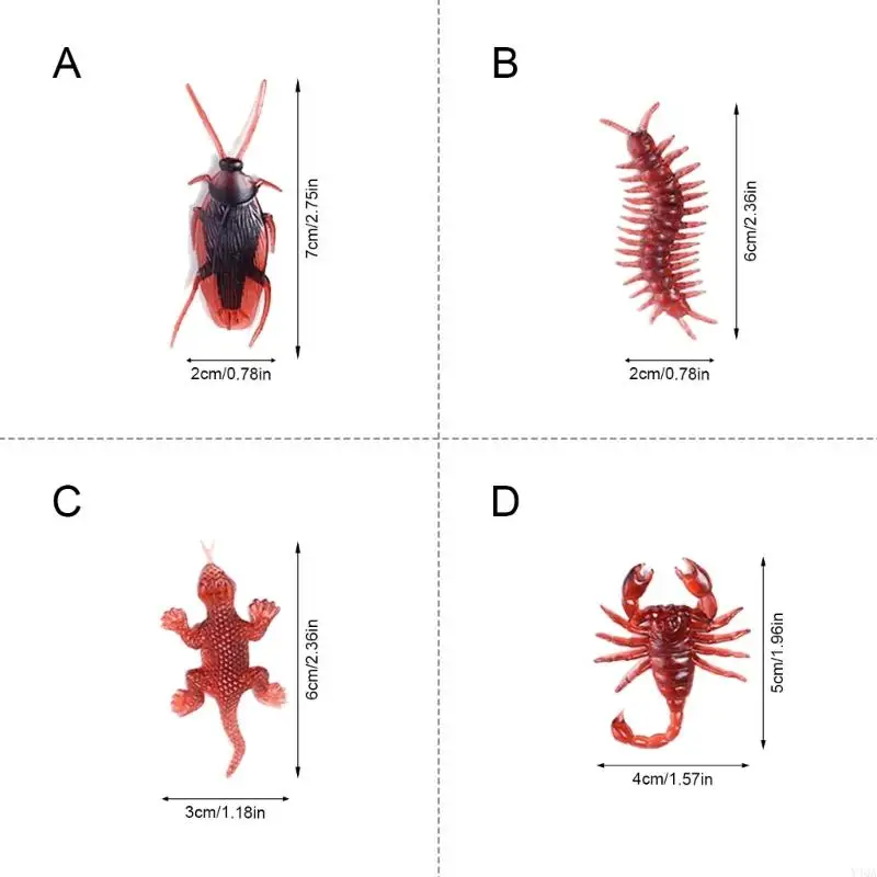 Y4qa 100pcs Halloween False Insect Collection pour les enfants Dark Craft Cockroach Fun Halloween Funny Cockroach