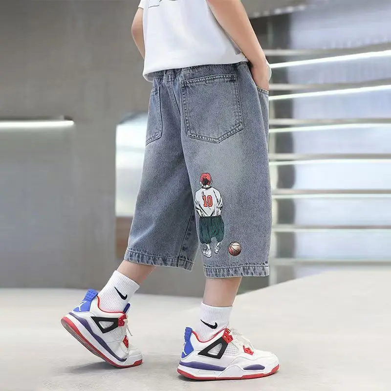 Kids Summer Shorts for Boys Ripped Denim Shorts Jeans Teenager Children Casual Capris Pants 5 7 9 11 13 14 Year