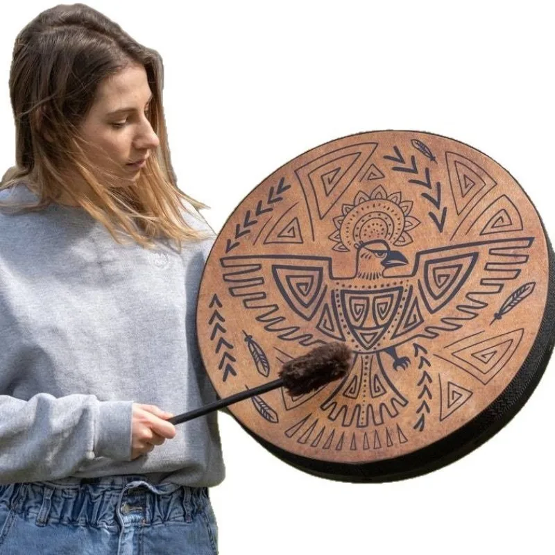 جلد الغنم الشاماني طبل 25 سنتيمتر الطيور نمط شامان طبل الكبار المهنية قرع الطبول الشامانية ممارسة الأدوات الموسيقية #5
