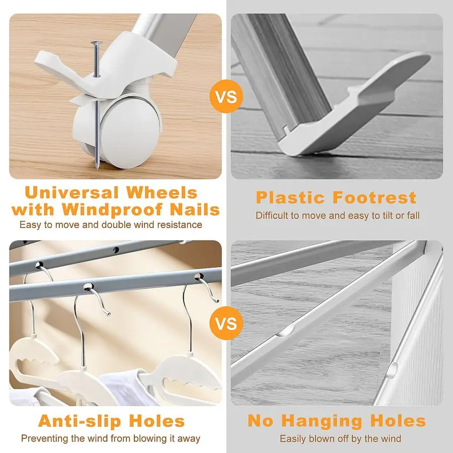 Drying Rack Foldable, 4Legged Portable Drying Rack Clothing with 20 Clips, Shoe Dryer Rack, Outdoor Laundry Drying Racks with 4