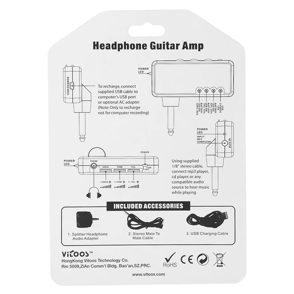 Mini Pocket Guitar Amp Amplifier Micro Headphone Plexi Sound Compact and Light-weight Design Guitar Accessories