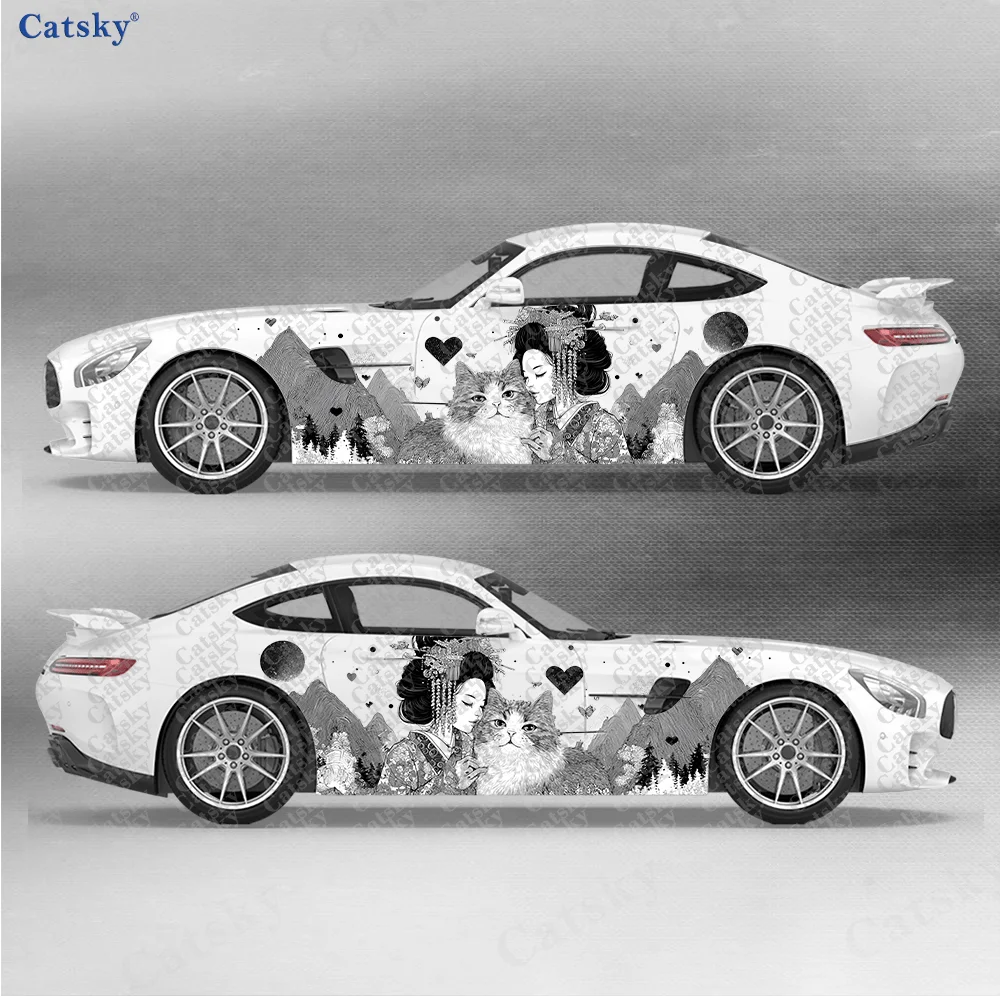 

Beauty Cute Cat Splatter Car Vinyl Wraps Decal Self-adhesive PVC Sticker Suitable for Trucks SUV Decor Auto Accessories Gift