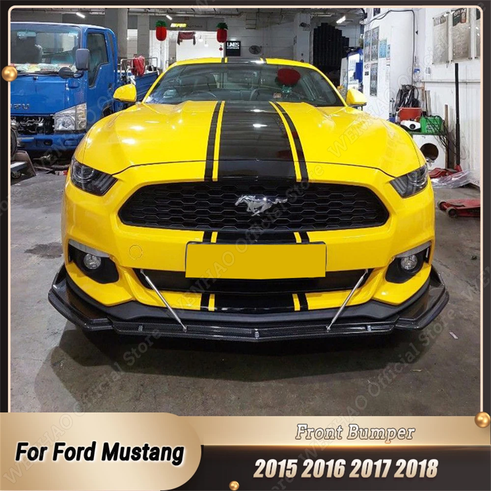 

For Ford Mustang 2015-2018 Front Bumper Splitter Lip Canard Diffuser Spoiler Original Black/Carbon Look ABS Body Kit Accessories