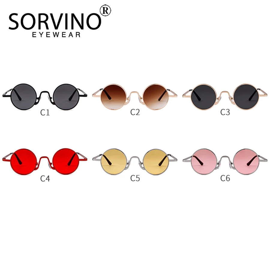 SORVINO 2023 Retro Skinny Round Steampunk Sunglasses Men Women Brand Designer Goggles Lady Mens Circle Sun Glasses Shades SP152