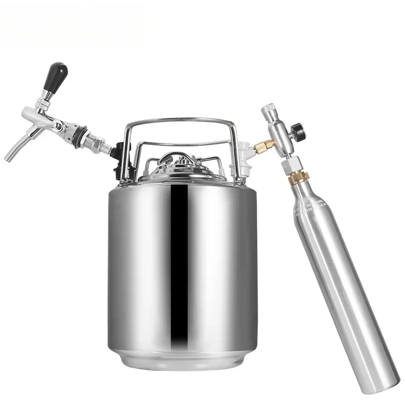 10L Cornelius Keg Kit,Stainless Steel Brewery Beer Keg Barrel Beverage Container with Beer Tap,Co2 Regulator & 0.6L Soda Bottle