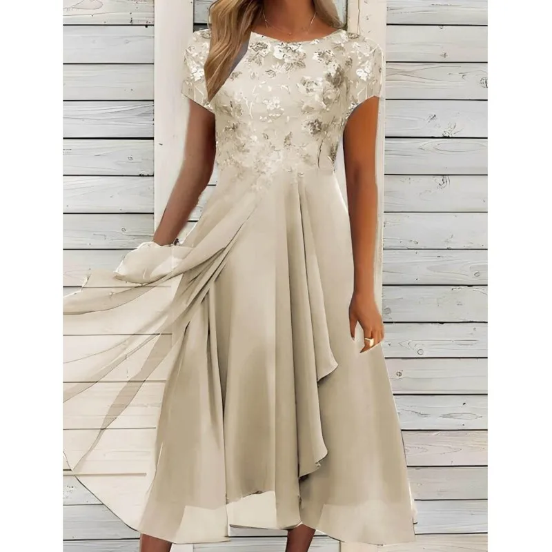 2025 新しいシフォンレースの女性のドレスエレガントなパッチワークプラスサイズのドレスカットアウトロングドレスブライドメイドイブニングパーティードレス Vestidos