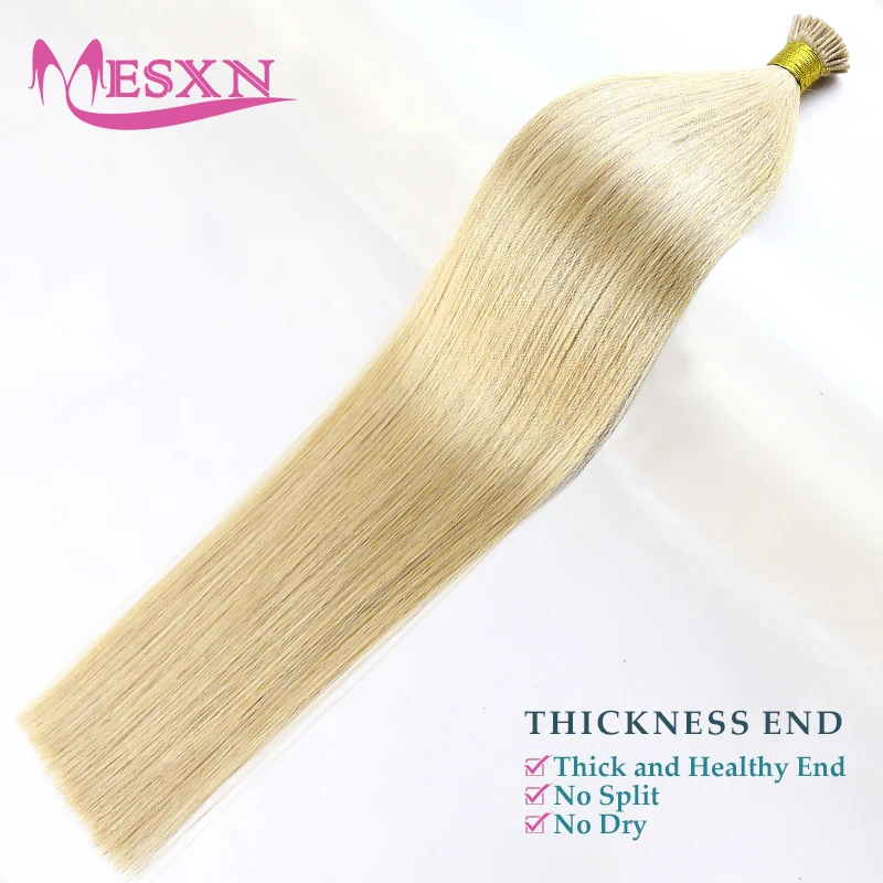 MESXN I Tip Hair Extension Straight estensione europea dei capelli umani 50 fili/Set Capsule cheratina Natural Fusion estensioni dei capelli umani