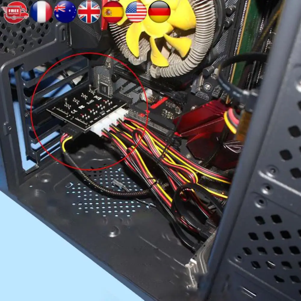 

Переключатель управления, двухканальный жесткий диск, карта расширения PCI, 4-битное бесплатное расширение PCI с кабелем SATA, переключатель управления питанием