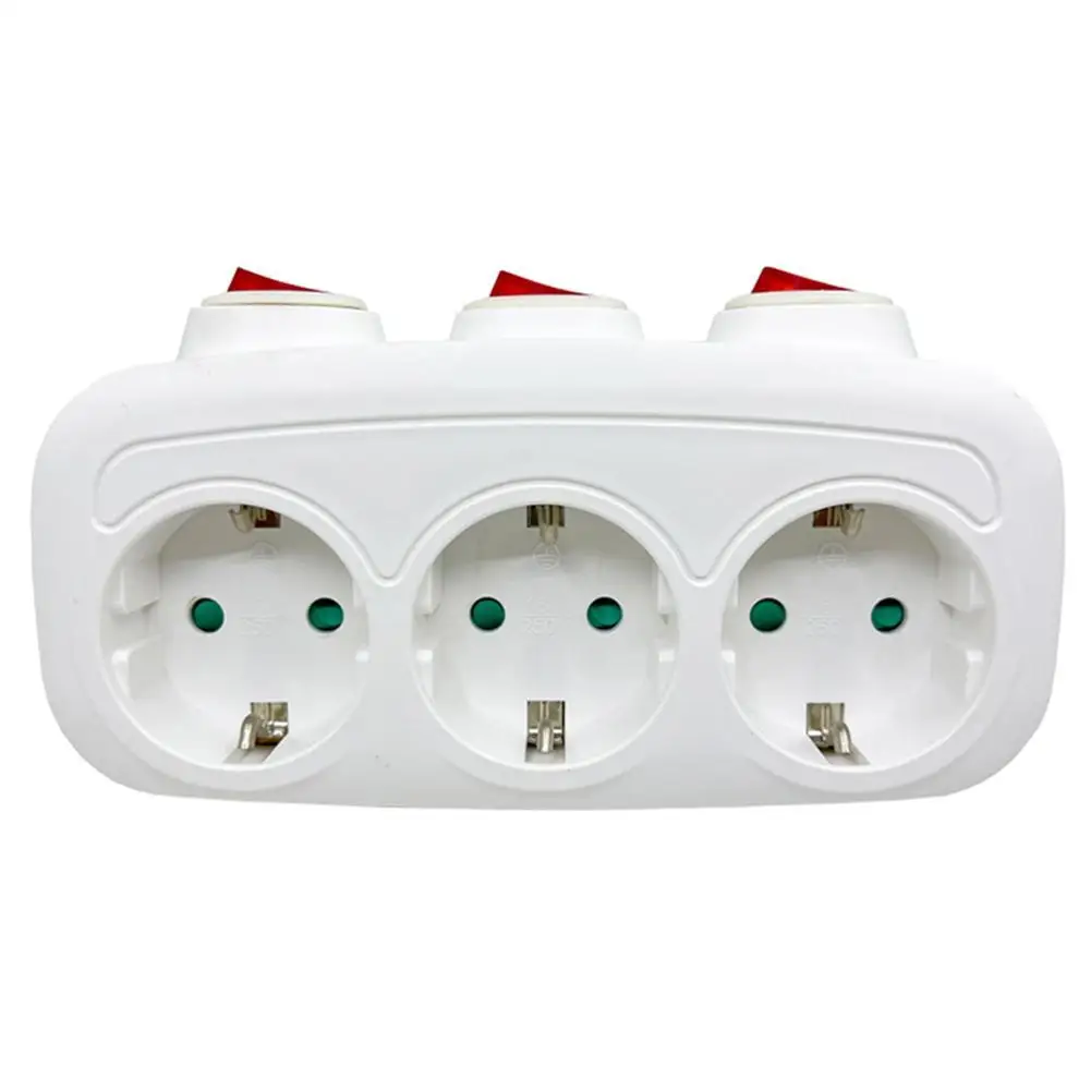 EU Plug Extension Sockets 3 Holes With ON/OFF For European European Standard Conversion Power Extension Socket Home Office