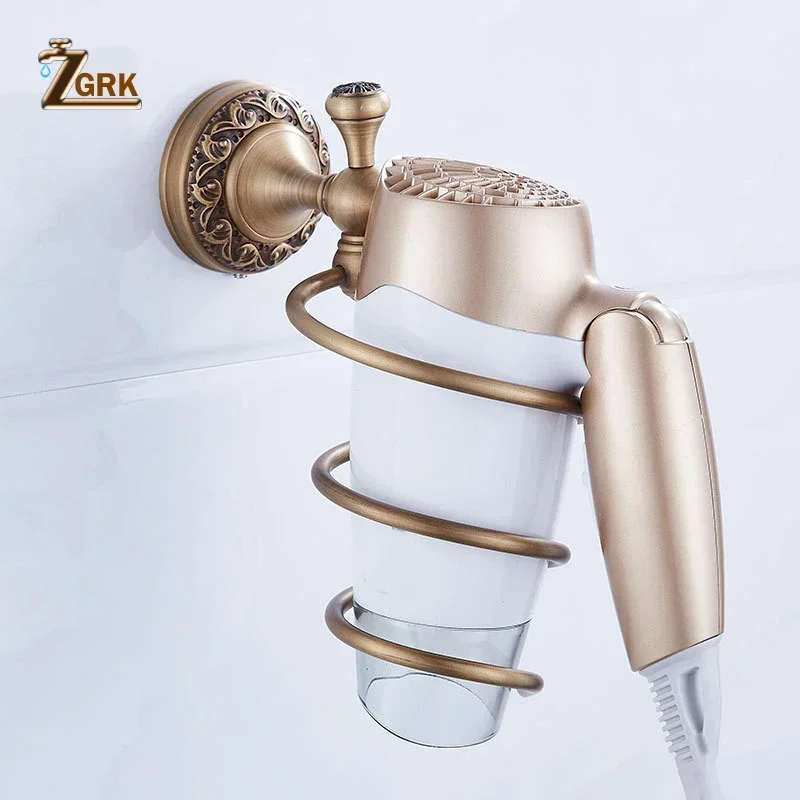 ZGRK Solid Brass Bathroom Hardware Decorative Towel Ring Toilet Paper Holder Cup Holder Robe Hook Towel Rack Bathroom Series