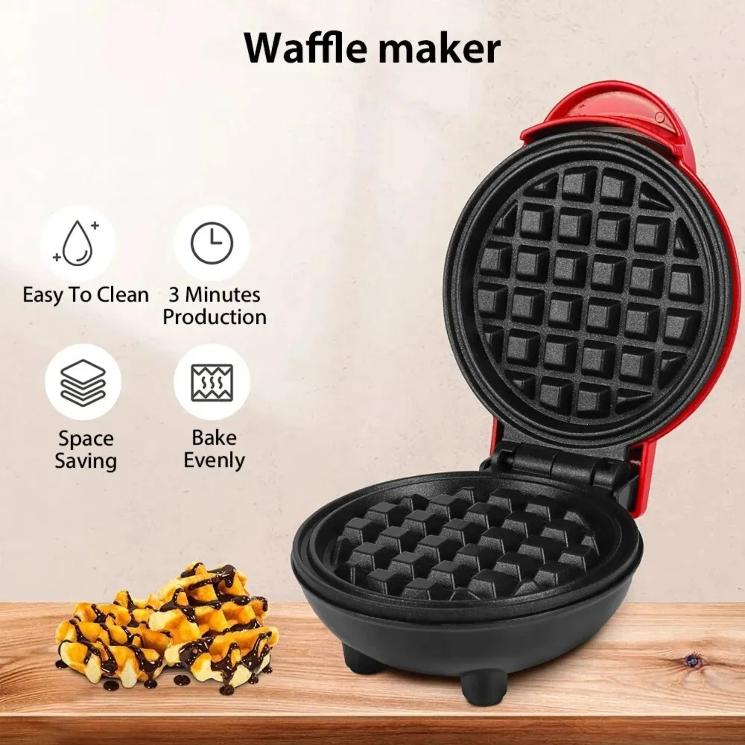 Nuova Mini macchina per la colazione antiaderente compatta da 350W con macchina per Waffle, Pancake, uova a bolle e torte