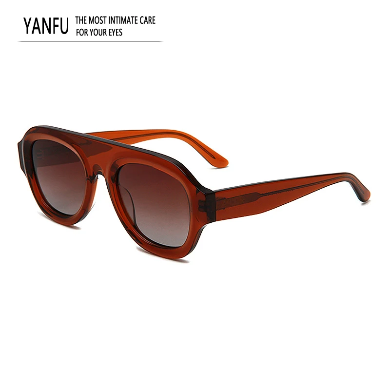 

2025 Gradient Polarized Brown Thick Large Face Frame Sunglasses Woman Square Eyewear Lady Acetate Eyeglasses UV400 GLASSES 145mm