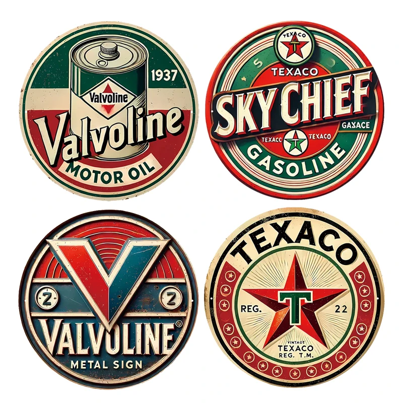 Vintage Retro Motor Oil Gas Round Metal Tin Sign Rustic Decor Wall Art Posters Funny Iron Painting For Home Bar Pub Cafe Garage