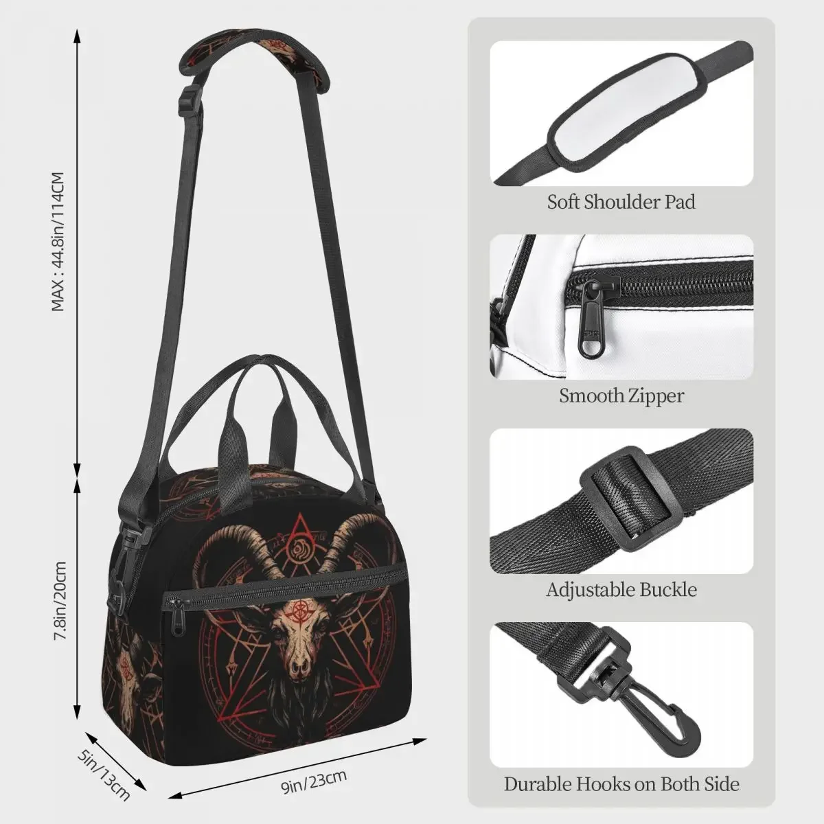 Occult Satanic Baphomet Goat In Pentagram Lunch Bags Bento BoxLunch Tote Picnic Bags Cooler Thermal Bag for Woman Work