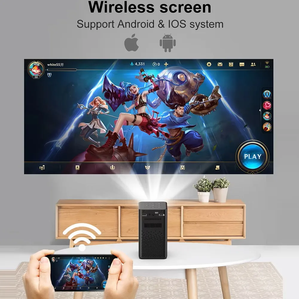 جهاز عرض Smartldea للتخييم في الهواء الطلق جهاز عرض صغير DLP 4K ثلاثي الأبعاد يدعم 1080P BT بطارية مدمجة في حجر المفاتيح التلقائي