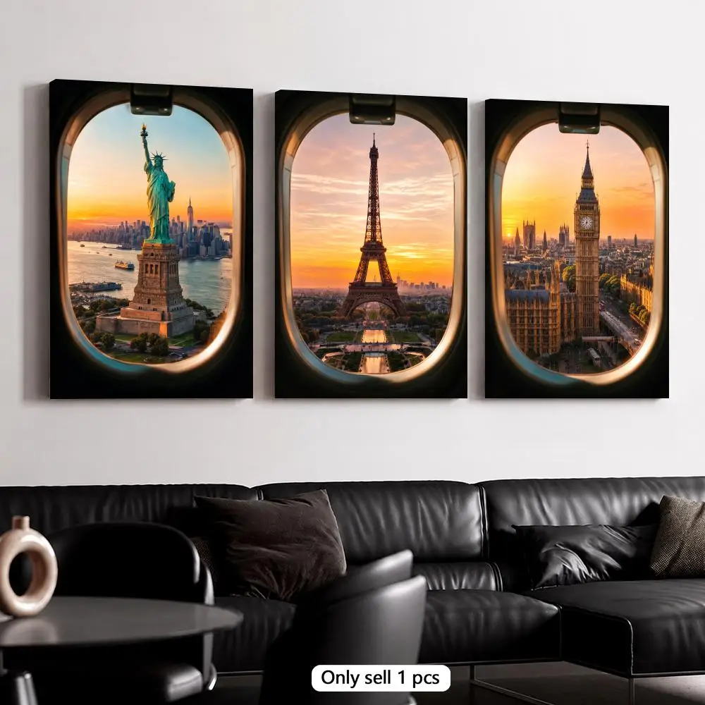 Airplane Window Travel Framed Wall Painting Framed Canvas Wall Art Print Modern Home Decor for Living Room