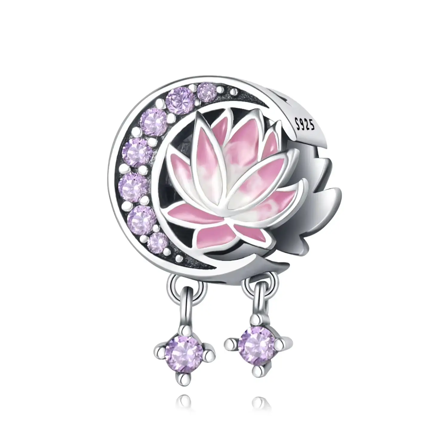 

Beads 925 Sterling Silver Charms Original Pink Lotus Flowers Beads Fit Bracelet Jewelry Diy Women Fine Gift Accessory