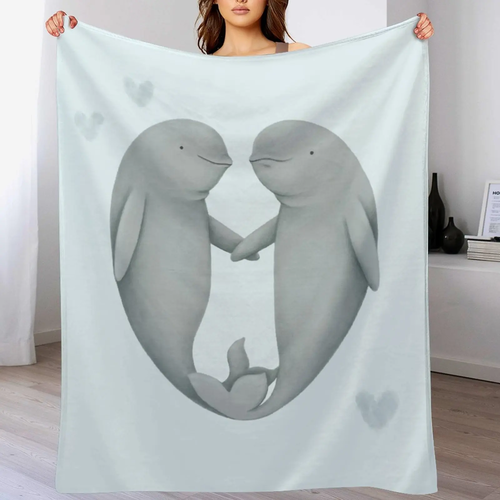 

Beluga Love Throw Blanket Cute Plaid manga Tourist Soft Blankets