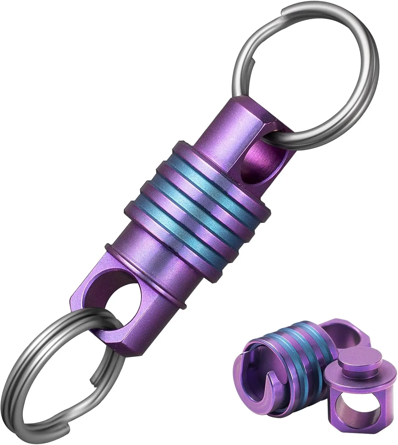 

TISUR Titanium Quick Release Keychain,Detachable Key Chain Rings,Small Locking Carabiner for Women Men Car Keys