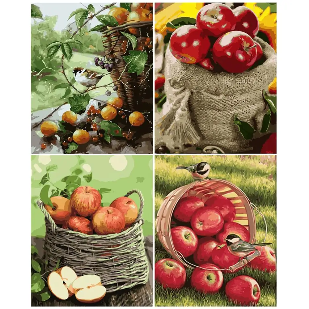 

PhotoCustom Diy Painting By Number Fruit Acrylic Paints Drawing By Numbers Handicraft Handiwork Art