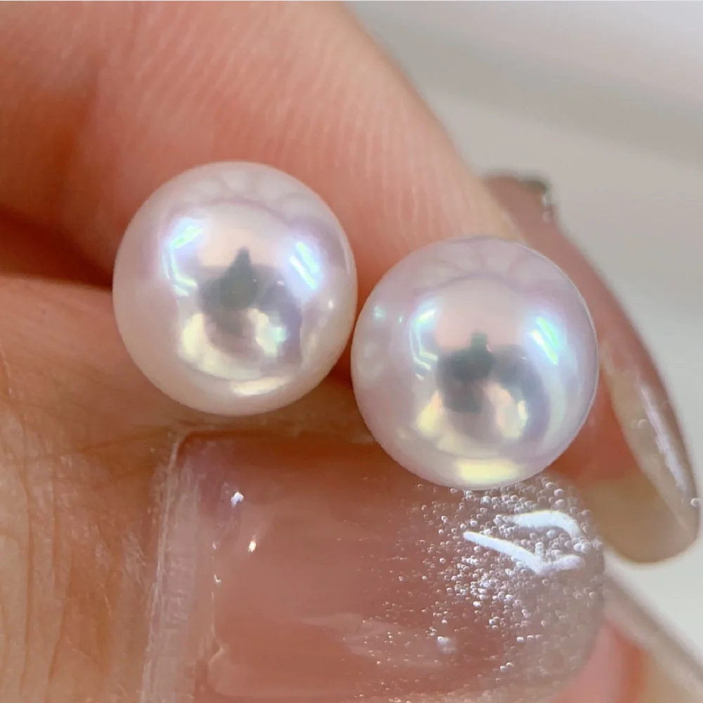 Beautiful Pearl Earrings AAAA 6-7mm 7-8mm 8-9mm 9-10mm Natural South Sea Round Pearl Earrings 18k/AU750