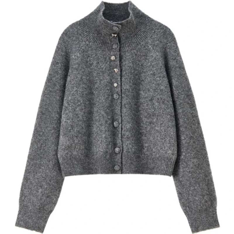 SENTUBILA женские повседневные кардиганы с отложным воротником, однобортные свитера, осень 2023, однотонные вязаные женские топы W54EI3846