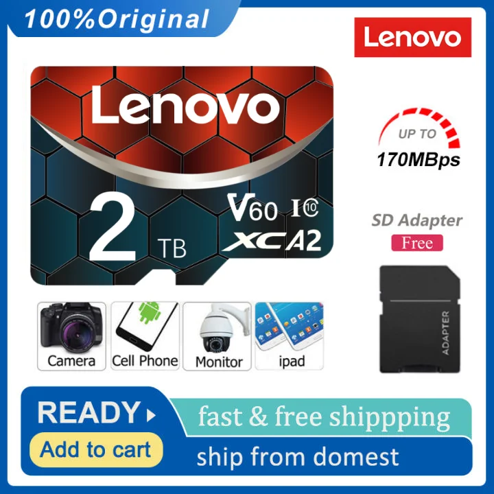 Lenovo Memory Card 2TB 1TB 512GB 256GB Mini SD Card 128GB A1/A2 Flash Micro TF SD Card Flash Card For Nintendo switch Phone