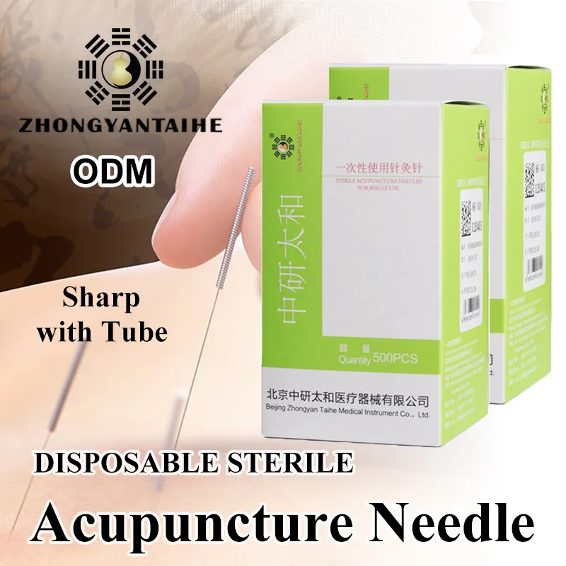 ZHONGYAN TAIHE 1000 PCS Acupuncture Needle with Tube 2 Boxes Sharp Disposable Sterile Cosmetic Needles Beauty Massage Face Tools